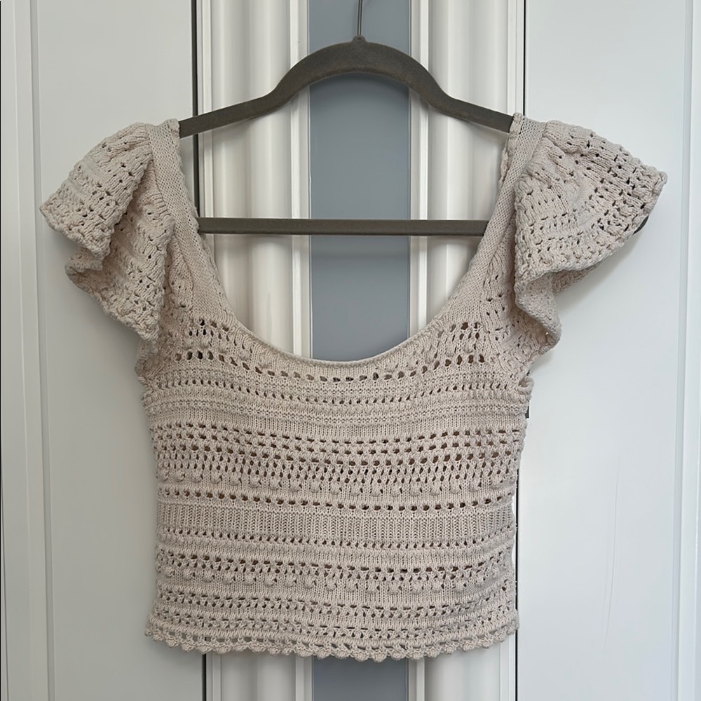 Elegant Crochet Beige Top